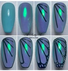 Nail Art Painting Design, Nail Design Tutorial Step By Step, Valorant Nails, Butterfly Nail Art Tutorial, Nail Art Tutorial Step By Step, Paint A Butterfly, Nail Step By Step, Beginner Nail Designs, Gel Paint