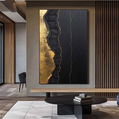 Abstract Black And Gold Canvas Wall Art Black And Gold Modern Artwork Expensive Modern Art Luxurious Colors, Minimalist Artist, Custom Frames, Minimalist Painting, Linen Canvas, Wooden Case, Minimalist Wall, Abstract Canvas Art, Abstract Oil