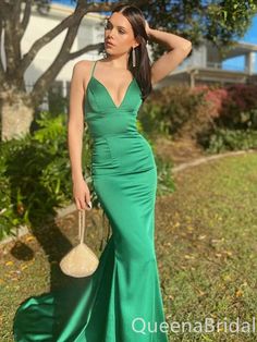 Formal Prom Dresses Long, V Neck Prom Dresses, Green Mermaid, Necklines For Dresses, Handmade Dresses, Quinceanera Dresses, Celebrity Dresses, Prom Gown