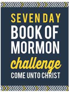 the book of mormon challenge is shown in yellow and blue with an arrow on it