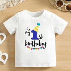 Baby Boy 1 First Birthday T-Shirt, Size 1yr Old First Birthday Shirt Boy, Dinosaur Graphic Tee, 4de Verjaardag, First Birthday Shirt, Happy 1st Birthday, 1st Birthday Shirts, Black Children, Birthday Tee, Creative Tshirt