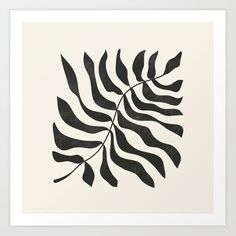 a black and white drawing of a leaf on a cream background by corbi