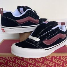 New In The Box Authentic Women’s Vans Knu Skool Black/Port Vn0009qc2q1 Sneakers Black Port, Shoes Vans, Vans Black, Womens Vans, Vans Shoes, The Box, Womens Shoes Sneakers, Shoes Sneakers, Women Shoes