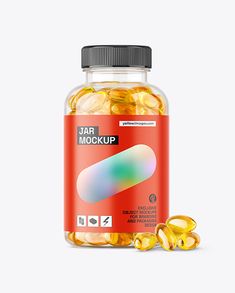 Storing Medicine, Clear Jars, Yellow Images, Cute Cartoon Drawings, Plastic Packaging, Packaging Mockup, Packaging Solutions, Fish Oil, Download Images