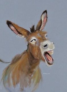 a painting of a donkey with it's mouth open