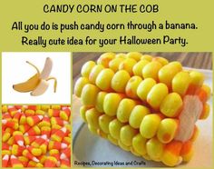 an image of candy corn on the cob with caption for halloween party,