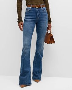 FRAME Le High Flare Jeans | Neiman Marcus Flare Jeans Outfit, Denim Essentials, Western Style Outfits, Winter Outfits For Work, Business Casual Outfits, Style Outfits, Western Style, Comfy Outfits, Western Fashion