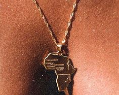 Africa Necklace, Map Pendant, African Necklace, Map Necklace, Africa Map, Gold Necklace Set