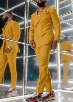 This is a Classy yellow color double Breasted 2 Piece Suit by GoldenfashionStore/ crafted from high quality fabric and imported materials. Our products are handcrafted by experienced tailors who make sure the that the stitching is precise, lining is proper and the overall product is sturdy enough to not go out of shape for more than a few years. Also all our products have extra margins in their length, sleeves, sides so it's easily alterable if your size changes after some time. To see more avai Yellow Prom Suit, Prom Attire For Guys, Prom Suit For Guys, Suits For Guys, Prom Attire, Yellow Prom, Prom For Guys, Prom Suits For Men, Stylish Suit