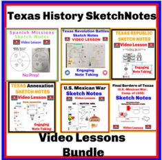 texas history sketch notes video lessons bundle