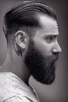 Undercut Beard, Mens Slicked Back Hairstyles, Hair Styles For Men, Greaser Hair, Undercut Hairstyle, Beard Fade, Great Haircuts