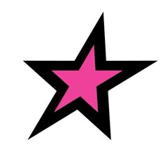 a pink and black star on a white background