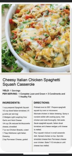 the website for italian chicken spaghetti casserole