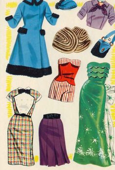 an old fashion sewing pattern for women's dresses and hats from the 1950's