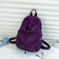 43164821585967 Purple Nylon Student Backpack, Casual Purple Nylon Backpack, Everyday Purple Nylon Backpack, Fabric Backpack, Backpack For Women, Travel School, Purple Bags, Nylon Fabric, Small Bag