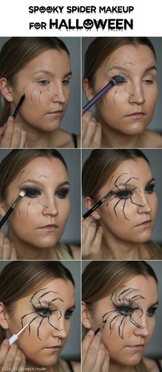 Black And White Eyeliner, Pelottava Halloween, Spider Makeup, Fantasy Make-up, Makeup For Halloween, Halloween Make-up Looks, Halloweenský Makeup, Uhyggelig Halloween, Holloween Makeup