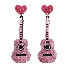 PRICES MAY VARY. Pink Guitar Earrings for Women ：The punk style earrings are designed in pink, with a stylish and bold style,they will your unique style and add the perfect touch to any outfit. Hip Hop Heart Earrings：There is a film on its surface, please remove the film before wearing it. Music Dangle Earrings:This earring are made of high-quality lead-free and nickel free,hypoallergenic. PERFECT GIFT:This Guitar Earrings is a great gift for your friends,lovers and family on Christmas,holiday,f Outfit Hip Hop, Guitar Earrings, Pink Guitar, Bold Style, Punk Style, Pink Earrings, Style Earrings, Bold Fashion, Punk Fashion