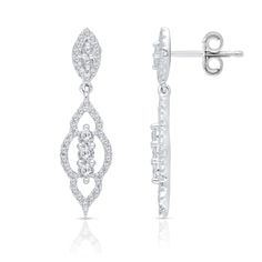 These ornate white gold earrings swing gracefully from your ears in long arcs, covered with small sparkling diamonds. Diamond Hanging Earrings, Jewellery Ideas, Stylish Watches, White Gold Earrings, Hanging Earrings, Live Your Life, Types Of Rings, Sparkle Diamonds, Diamond Gemstone