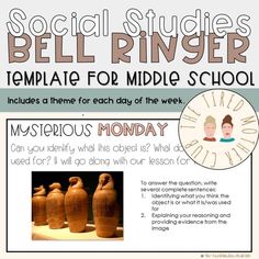 an image of a flyer with clay pots and text that says, social studies bell ringer template for middle school