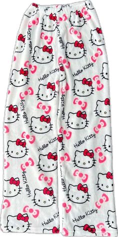 Cute Cotton Bedtime Pants, Cute White Pants For Sleepover, Cute Hello Kitty Loungewear Pants, Cute Hello Kitty Print Bottoms, Cute Hello Kitty Print Loungewear Pants, Cute Hello Kitty Print Pants For Pajama Party, Cute Hello Kitty Print Bottoms For Pajama Party, Cute Pants With Hello Kitty Print For Pajama Party, Hello Kitty Print Bottoms For Pajama Party