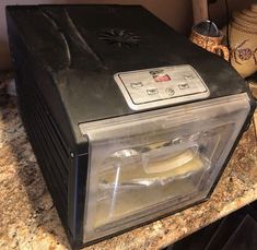 a microwave oven sitting on top of a counter