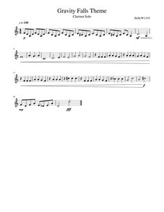 sheet music with the words gravity falls theme