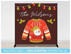 a christmas card with an ugly sweater on it and the words, the willows