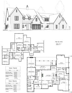 the floor plan and elevation plans for this house