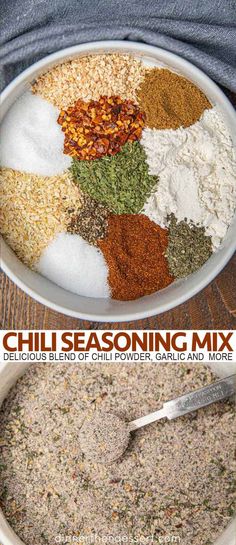 the ingredients for chili seasoning mix in a bowl