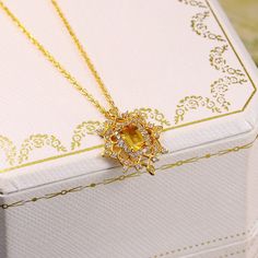 Holiday Notice: We will be on holiday from Feb 6 to Feb 15 for the Spring Festival. Orders will be shipped after we resume work. Vintage Citrine Necklace, Natural Citrine Pendant Necklace, Yellow Citrine Necklace Gold, Vintage Lace Citrine Pendant, Christmas Gifts Features * Made to Order. * Material: 925 Silver with Gold Plated * Gold Color: Yellow Gold * Stone Type: Natural Yellow Citrine * Necklace Length: 45 cm * Pendant Size：15.32*18.45 mm * Ready to Ship in 7-10 Business Days Want to find Yellow Necklaces With Intricate Design For Gift, Yellow Necklaces With Intricate Design As Gift, Yellow Intricate Design Necklaces For Gift, Gold Citrine Necklace For Wedding, Elegant Citrine Oval Pendant Necklace, Luxury Citrine Necklace For Wedding, Yellow Filigree Jewelry Gift, Yellow Victorian Jewelry As A Gift, Victorian Yellow Jewelry For Gifts