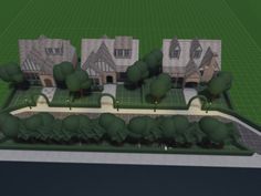 Neighborhood Layout, Small Town Bloxburg, Hotel Layout, Small Town Layout, Town Layout, Bloxburg Neighborhood, Cottage Core Bloxburg House, Modern Suburban House, Victorian Manor