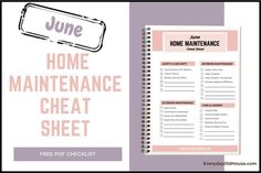 a home maintenance checklist with the text, home maintenance and free printables