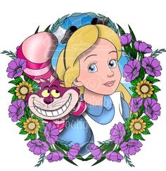 an image of a cartoon character with flowers around her