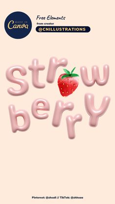 Pink fonts Canva free element strawberry cute coquette Anti Branding Design, Canva Letter Element, Free Canva Elements, Font Love, Font Bubble, Canva Font, الفن الرقمي