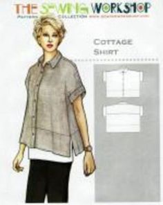 a woman's blouse and pants sewing pattern, with the front view of it