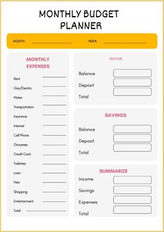 a printable budget planner with the words, month to date and months on it