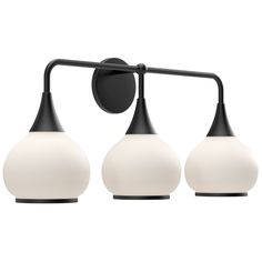 three light bathroom fixture in black and white