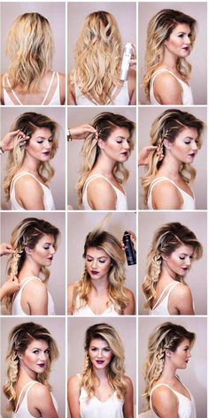 ▷ Einfache Party Frisuren für lange Haare Tutorials Schritt für Schritt 2018 Dirndl Hairstyles, Side Braid Tutorial, Sanggul Modern, Kort Bob, Medium Short Hair, Easy Hairstyle, Hair Styles 2017, Edgy Hair, Penteado Cabelo Curto