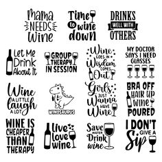 wine svg files for silhouettes and cutting machines