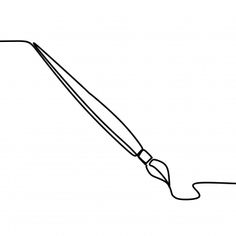 a black and white drawing of a paintbrush with a long handle on the tip