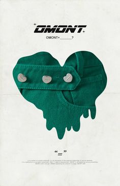 an advert for the company called omonit, featuring a green heart with buttons on it