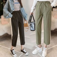 Women Cotton Elastic Waist Loose Wide Leg Pants Long Trousers Palazo Linen!_go | eBay Spring Casual Harem Pants, Baggy Trendy Harem Pants For Spring, Trendy Baggy Harem Pants For Spring, Casual Stretch Harem Pants For Spring, Casual High Waist Khaki Harem Pants, Trendy Stretch Harem Pants With Pockets, Casual Straight Harem Pants For Spring, Casual Stretch Pants For Spring, Casual High-waisted Harem Pants For Spring