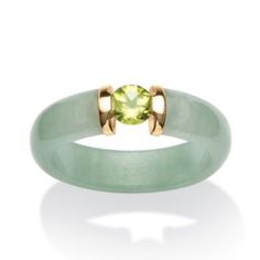 New .50 Tcw Round Green Peridot And Genuine Green Jade 10k Yellow Gold , New Size Available 5- 6-7-8 Make Me Offer Cabochon Ring, Jade Ring, Peridot Ring, Green Peridot, Jade Jewelry, Rings Cool, Garnet Rings, Green Jade, 10k Gold