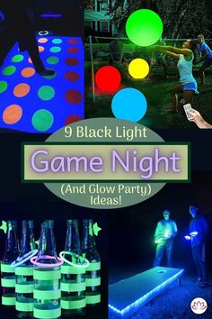 Nighttime black light and glow party games Fun Glow In The Dark Games, Guys Night In Party Ideas, Glow In The Dark Yard Games, Glow In The Dark Outside Games, Outdoor Party Activities For Adults, Night Time Games Outside, Glow In The Dark Games For Adults, Backyard Party Ideas For Teens, Outside Glow In The Dark Party