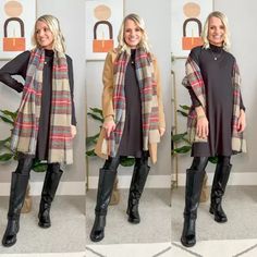 How to wear a plaid scarf. 🧣 Outfit ideas for winter fashoin.
​