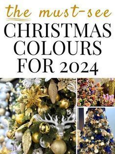 the must - see christmas colours for 2014, including gold and silver ornaments on a tree