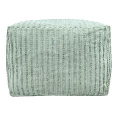 a light green striped pillow on a white background