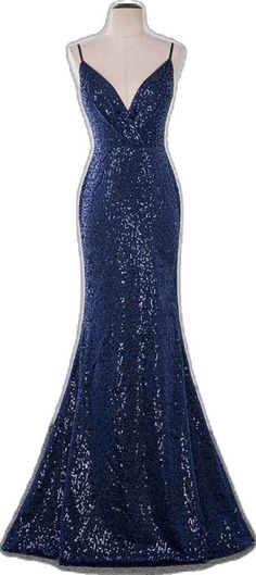 Blue Backless Evening Dress For Prom Season, Blue Mermaid Dress With Sequins For Homecoming, Blue Sequined Mermaid Dress For Homecoming, Blue Sleeveless Gown For Banquet, Blue Backless Prom Gown, Blue Strapless Glamorous Gown, Glamorous Blue Strapless Wedding Dress, Glamorous Blue Strapless Dress For Prom, Strapless Blue Mermaid Dress With Sweep Train