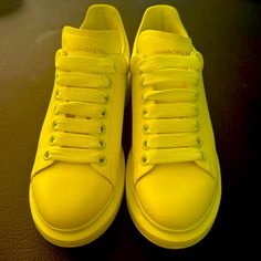 Alexander Mcqueen Oversized Women’s Sneakers. Size 38. Used Only A Handful Of Times. Perfect For A Miami Brunch During #Hotgirlsummer Yellow Leather Sneakers For Summer, Designer Low-top Sneakers For Summer, Designer Low-top Summer Sneakers, Designer Lace-up Sneakers For Summer, Designer Lace-up Summer Sneakers, Alexander Mcqueen Green, Shoes Alexander Mcqueen, Mcqueen Shoes, Alexander Mcqueen Shoes