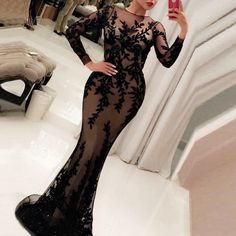 Red Carpet Dresses Long, Black Mermaid Prom Dress, Backless Lace Dress, Formal Prom Dress, Black Mermaid, Long Sleeve Dress Formal, Long Sleeve Evening Dresses, Lace Mermaid, Mermaid Evening Dresses